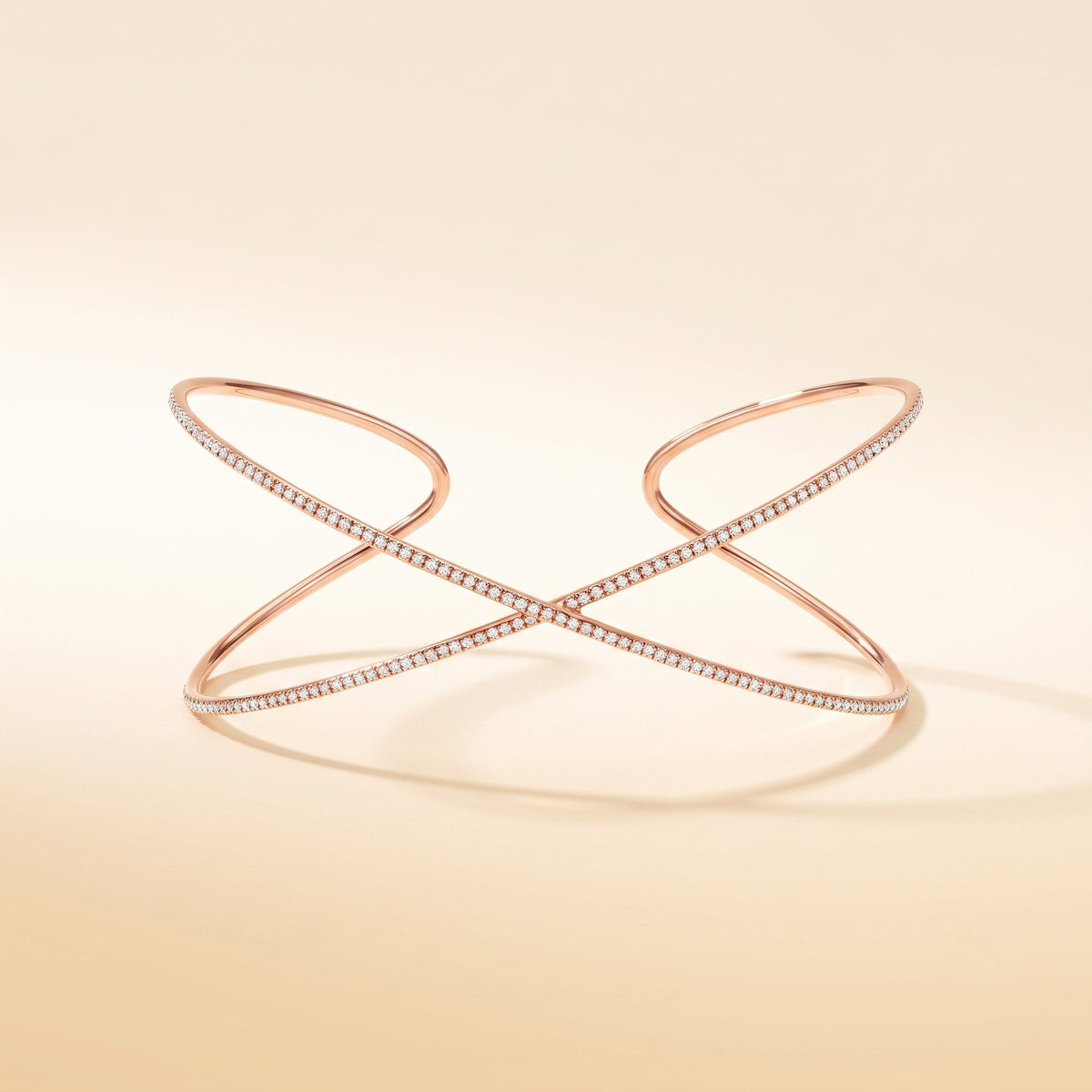 lab grown diamond criss cross cuff bracelet