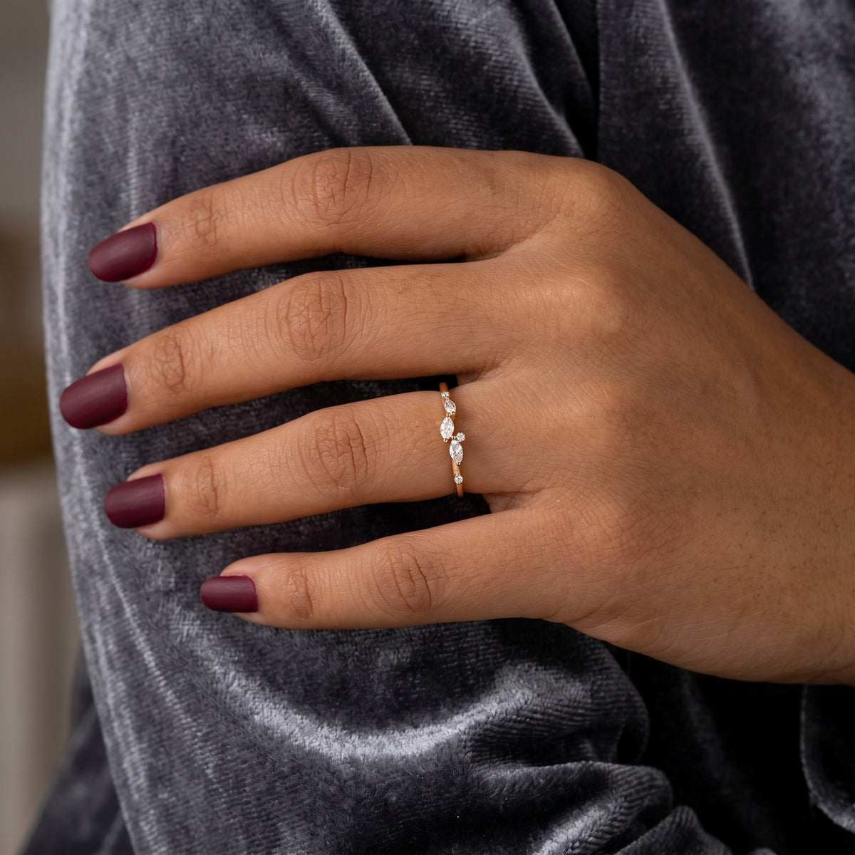 half eternity marquise and round wedding band