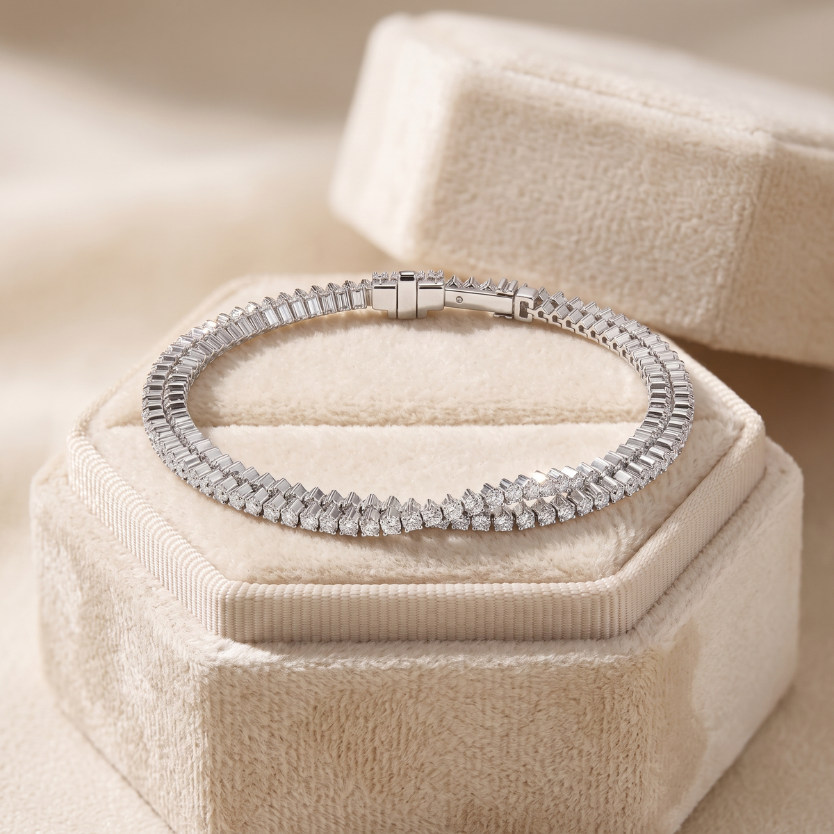 double strand diamond twisted tennis bracelet