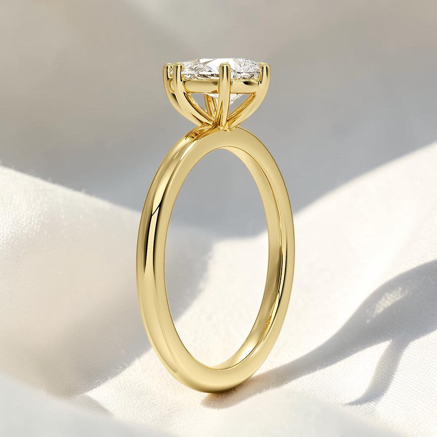 14K Gold 1 Carat Pear Cut Lab Grown Diamond Solitaire Engagement Ring