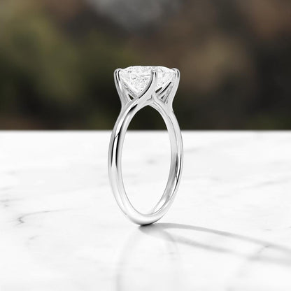 14K Gold 1 Carat Princess Cut Lab Grown Diamond Cathedral Solitaire Engagement Ring