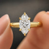 Marquise Lab Grown Diamond Lotus Basket Solitaire Engagement Ring