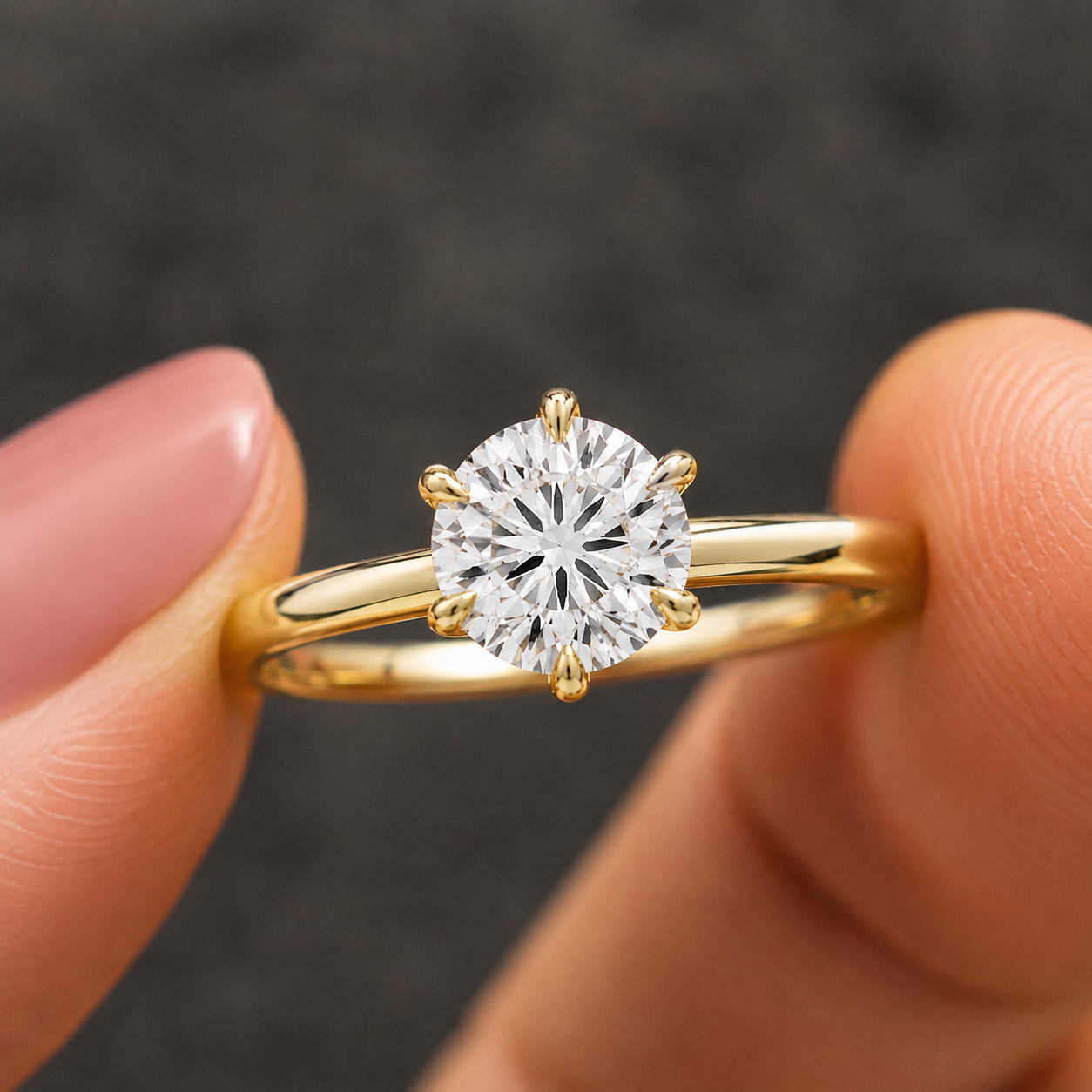 Round Lab Grown Diamond Solitaire Engagement Ring
