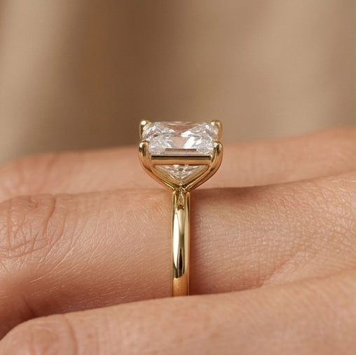 14K Gold 1 Carat Princess Cut Lab Grown Diamond Solitaire Engagement Ring