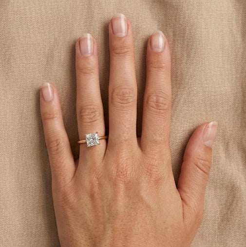 14K Gold 1 Carat Princess Cut Lab Grown Diamond Solitaire Engagement Ring