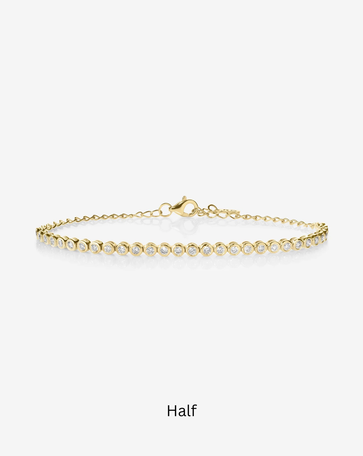 lab grown bezel set diamond station tennis bracelet with lobster clasp