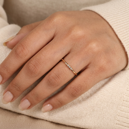 Round Cut 3 Stone Diamond Wedding Band
