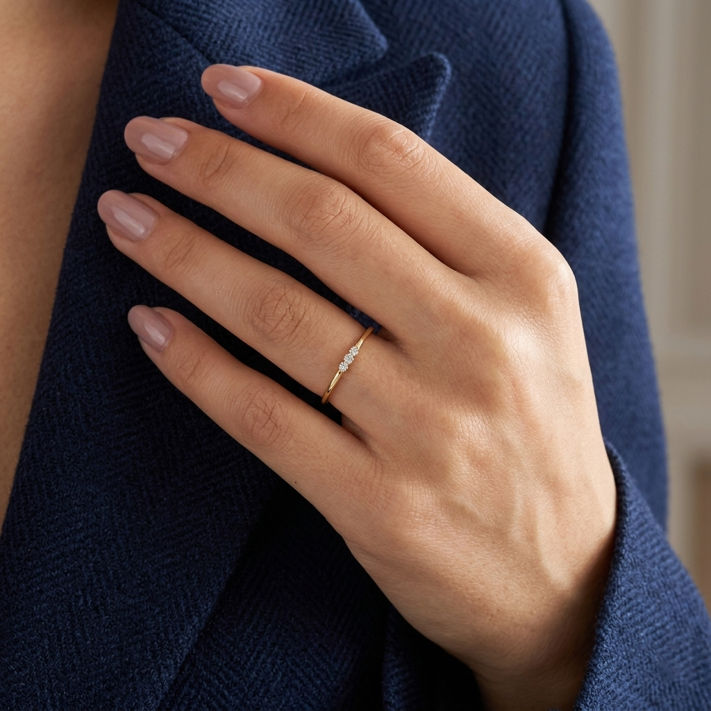 round cut 3 stone diamond wedding band