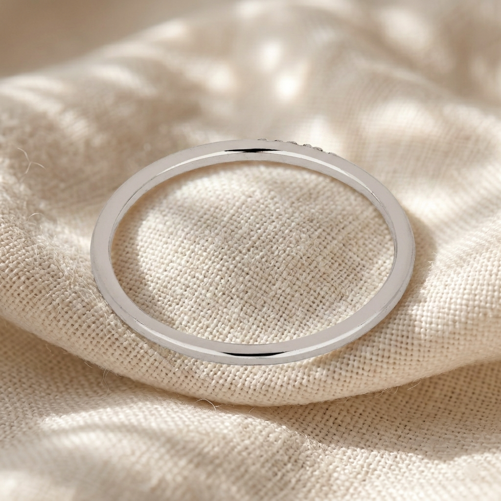 round diamond minimalist wedding band