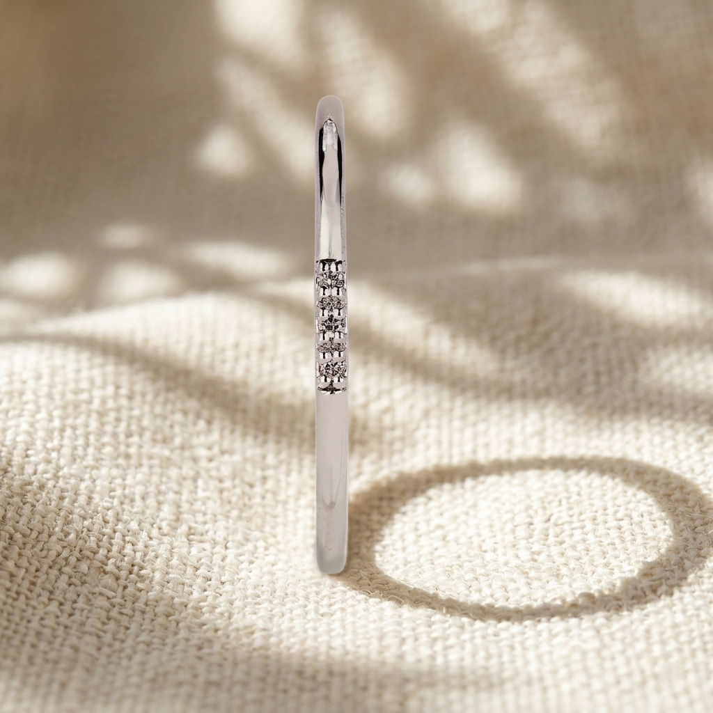 round diamond minimalist wedding band