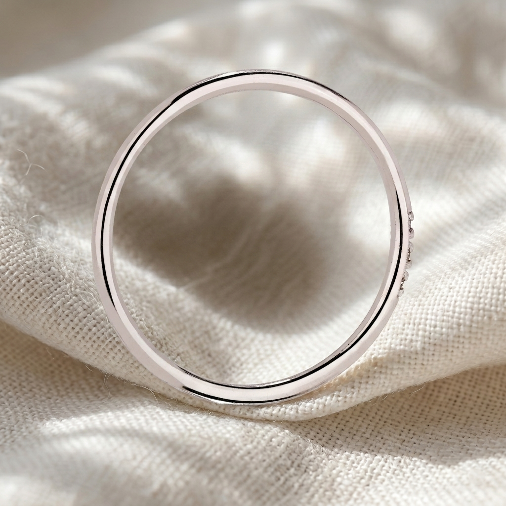 round diamond minimalist wedding band