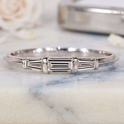 Three-Stone Tapered Baguette Diamond Band in Gold