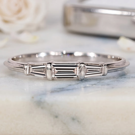 Three-Stone Tapered Baguette Diamond Band in Gold