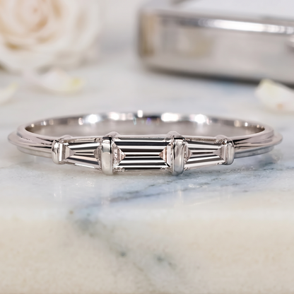 Three-Stone Tapered Baguette Diamond Band in Gold