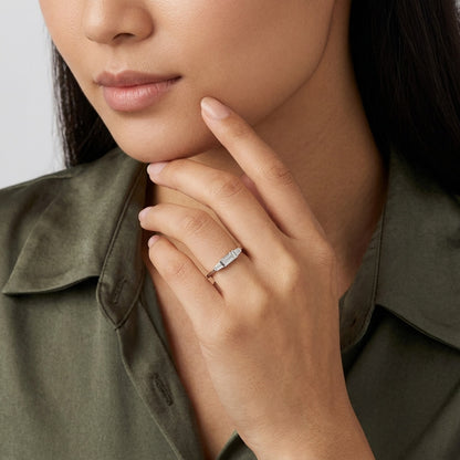 Three-Stone Tapered Baguette Diamond Band in Gold