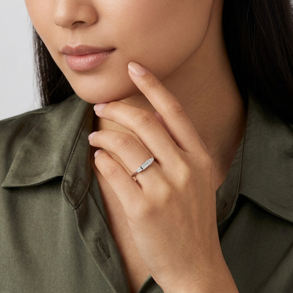 Three-Stone Tapered Baguette Diamond Band in Gold