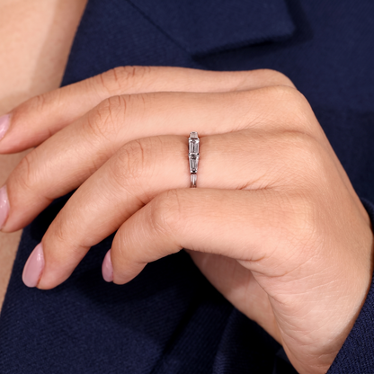 Three-Stone Tapered Baguette Diamond Band in Gold