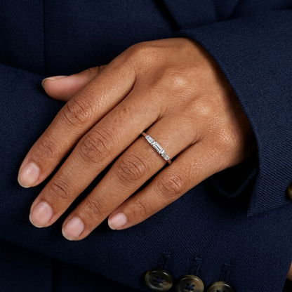 Three-Stone Tapered Baguette Diamond Band in Gold