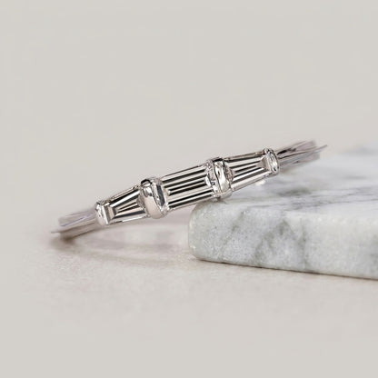 Three-Stone Tapered Baguette Diamond Band in Gold