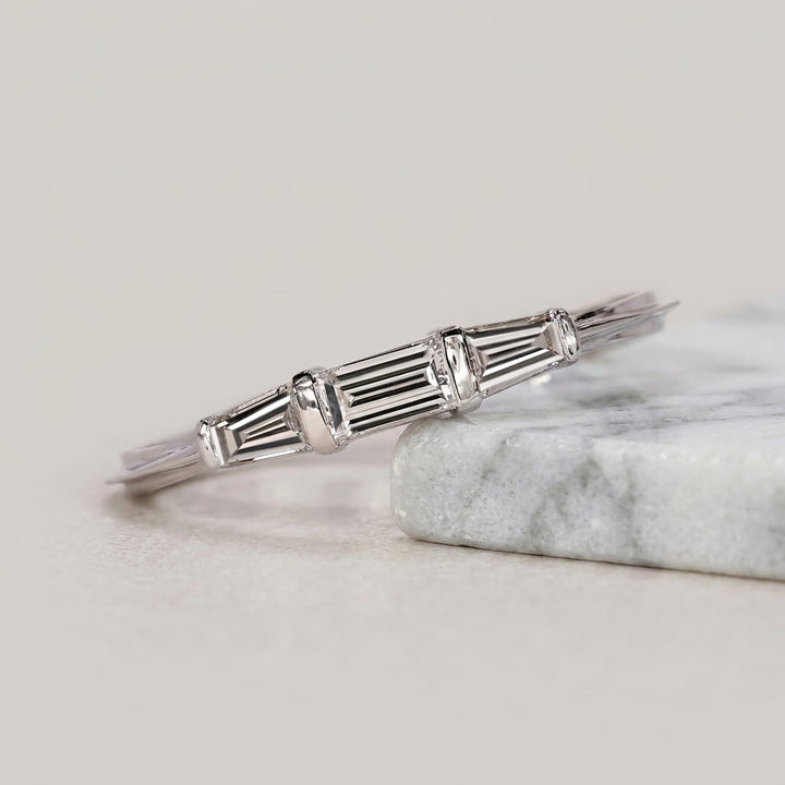 Three-Stone Tapered Baguette Diamond Band in Gold