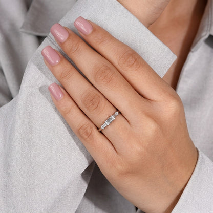 Three-Stone Tapered Baguette Diamond Band in Gold