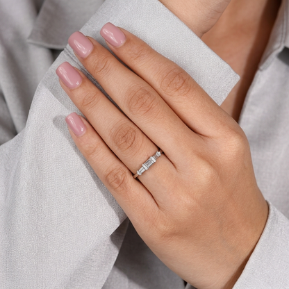 Three-Stone Tapered Baguette Diamond Band in Gold