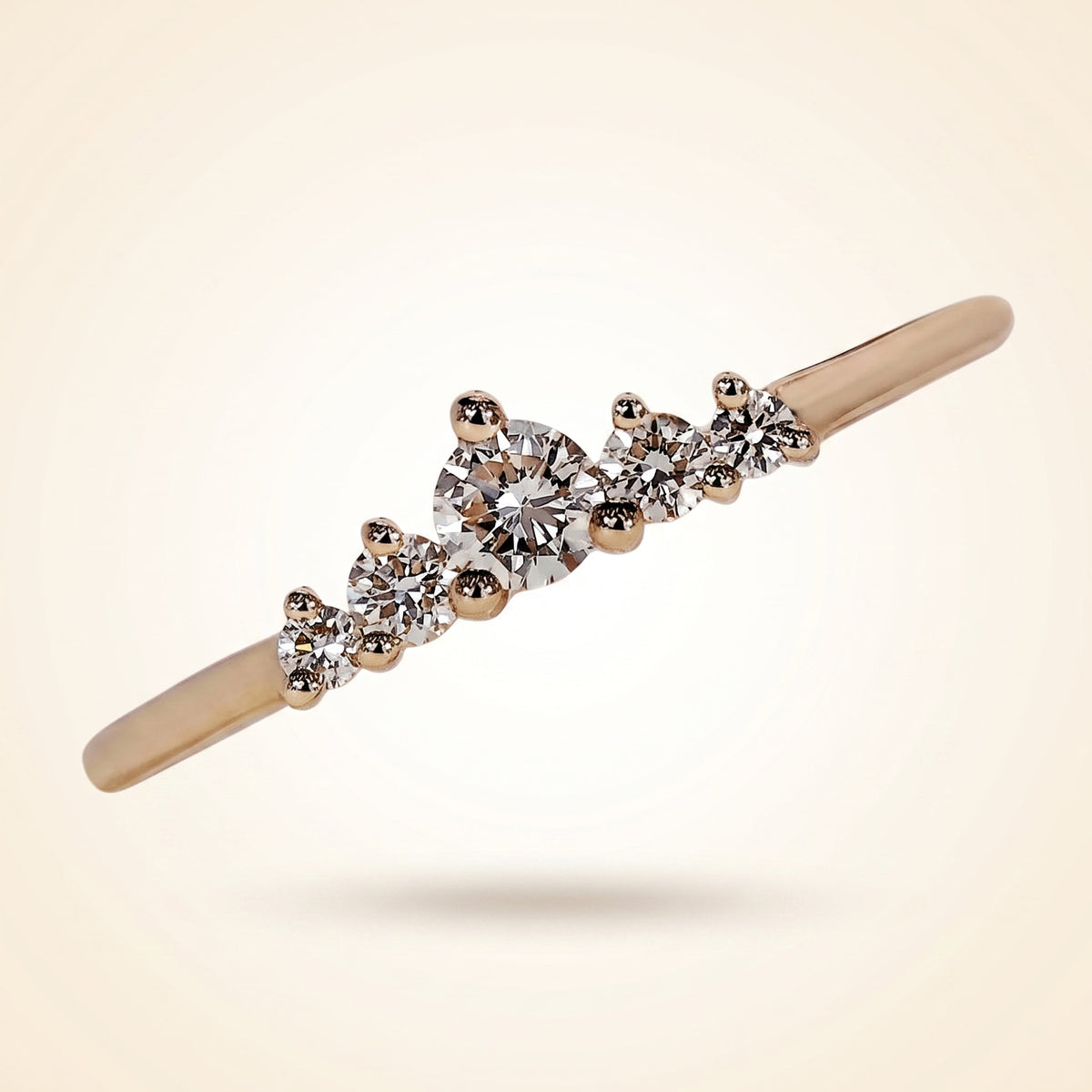 graduated five-stone diamond tiara band in gold