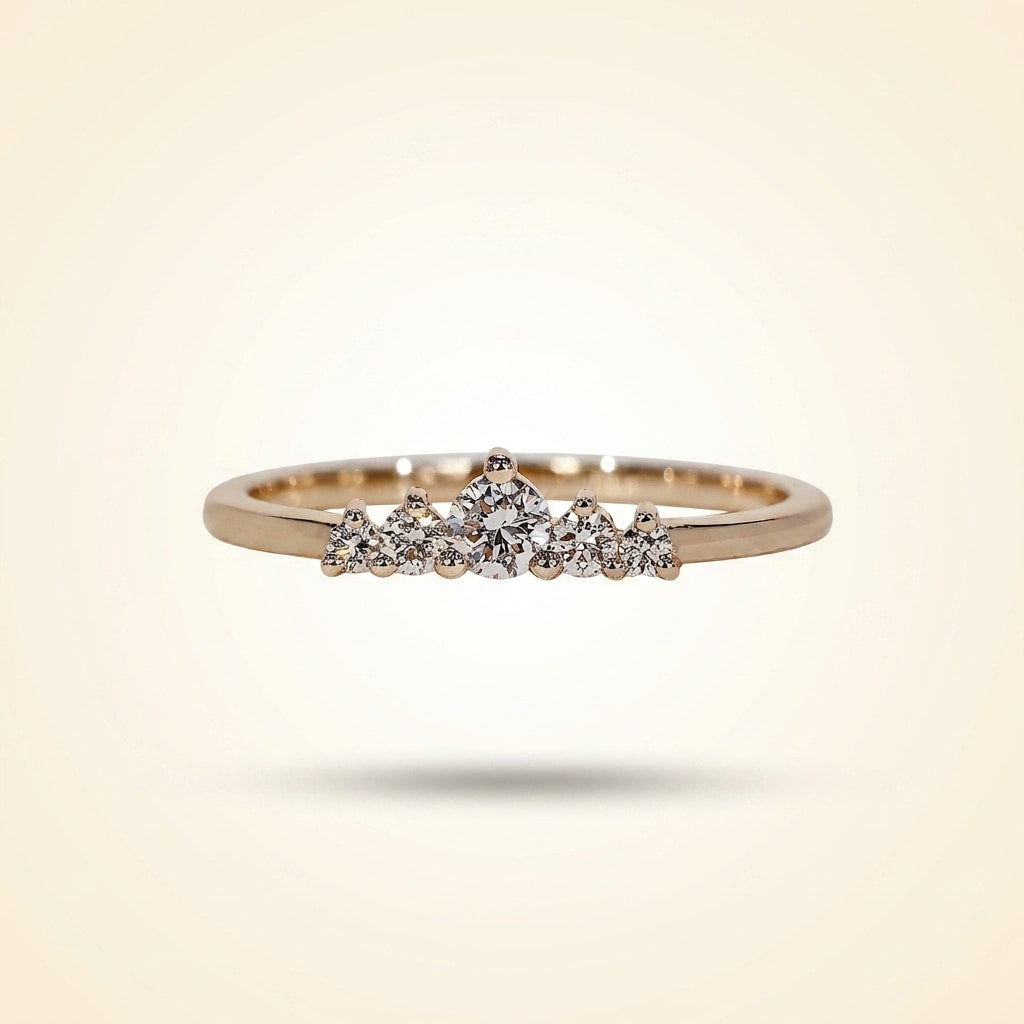 graduated five-stone diamond tiara band in gold