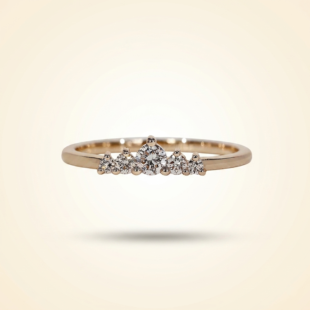 graduated five-stone diamond tiara band in gold