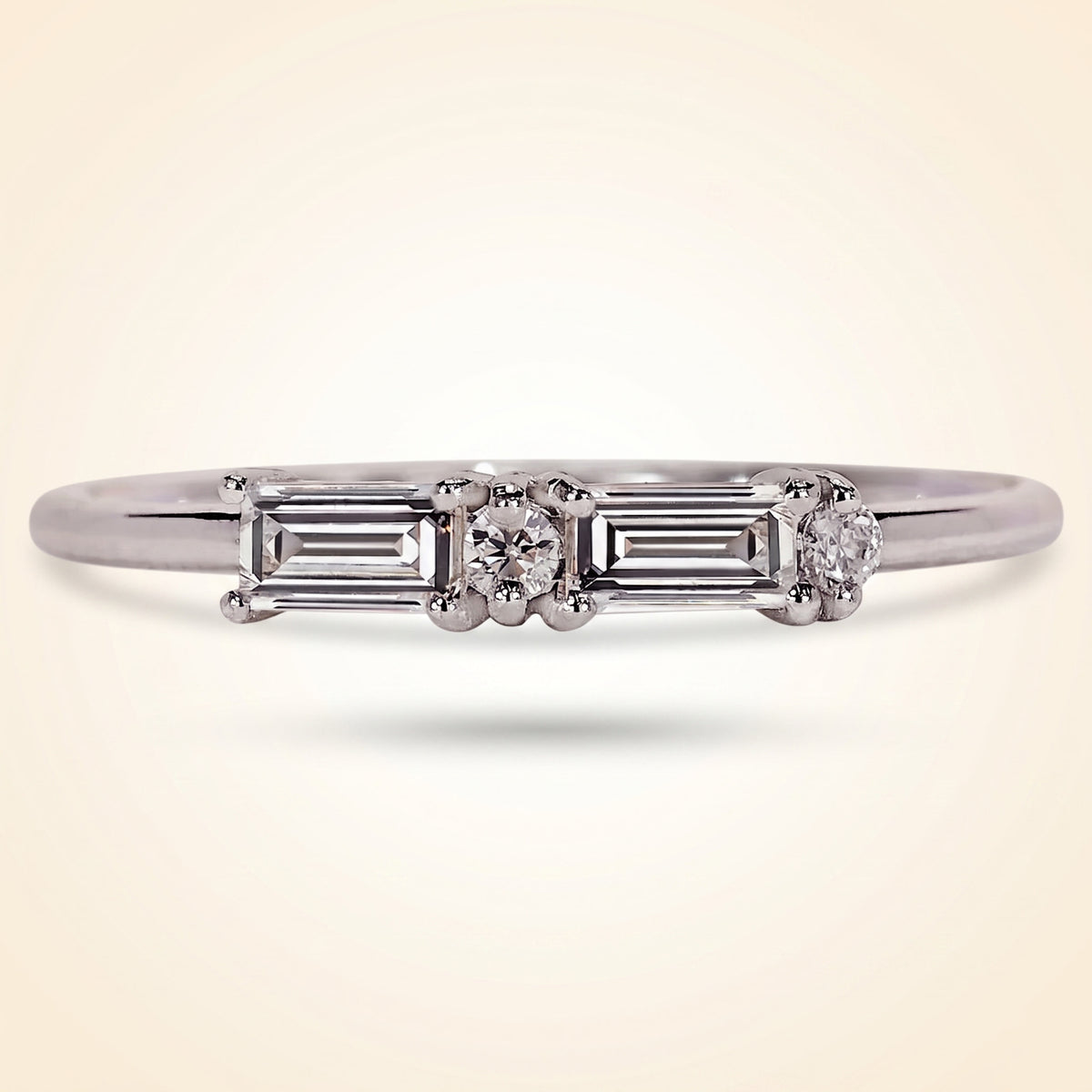 morse code baguette & round diamond band