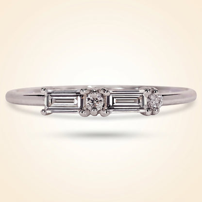 Morse Code Baguette & Round Diamond Band
