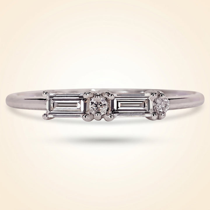 Morse Code Baguette & Round Diamond Band