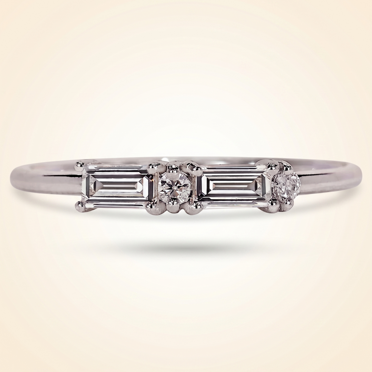 morse code baguette & round diamond band