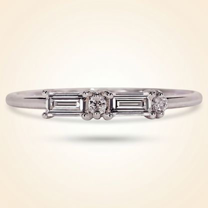 Morse Code Baguette & Round Diamond Band