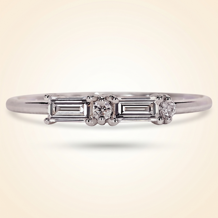 Morse Code Baguette & Round Diamond Band