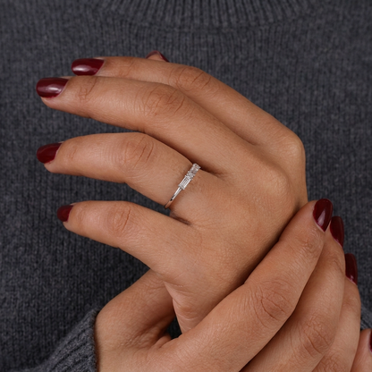 Morse Code Baguette & Round Diamond Band
