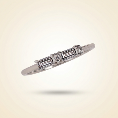 Morse Code Baguette & Round Diamond Band