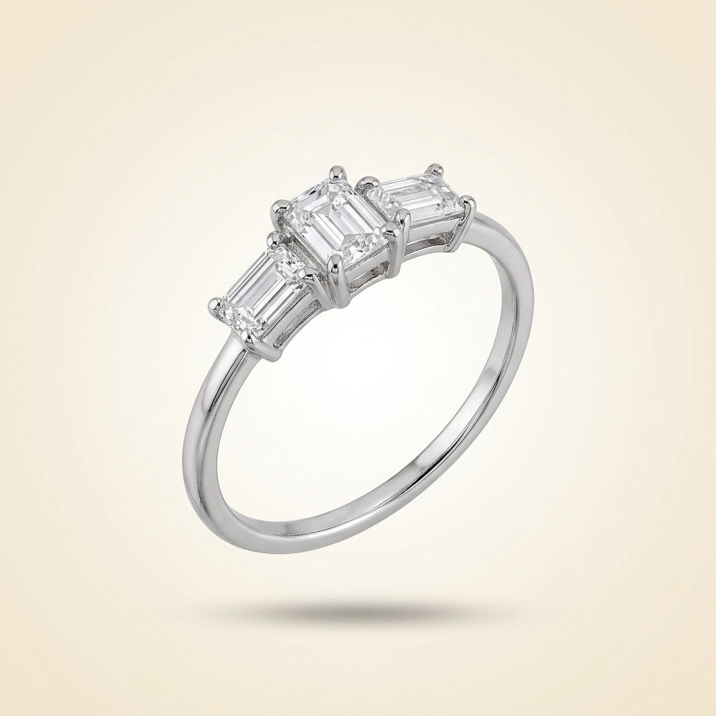 morse code baguette & round diamond band