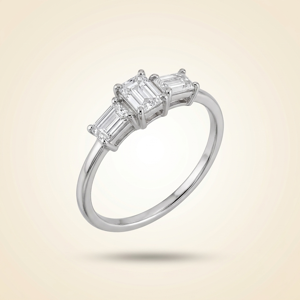morse code baguette & round diamond band