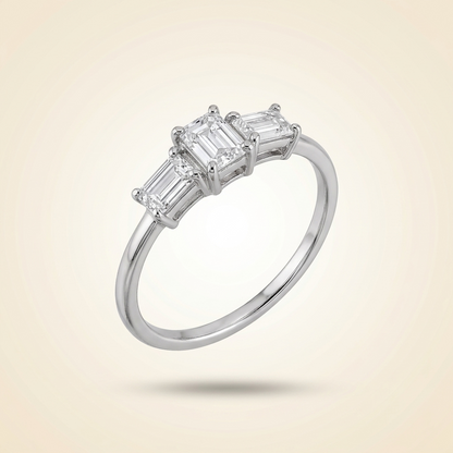 Morse Code Baguette & Round Diamond Band