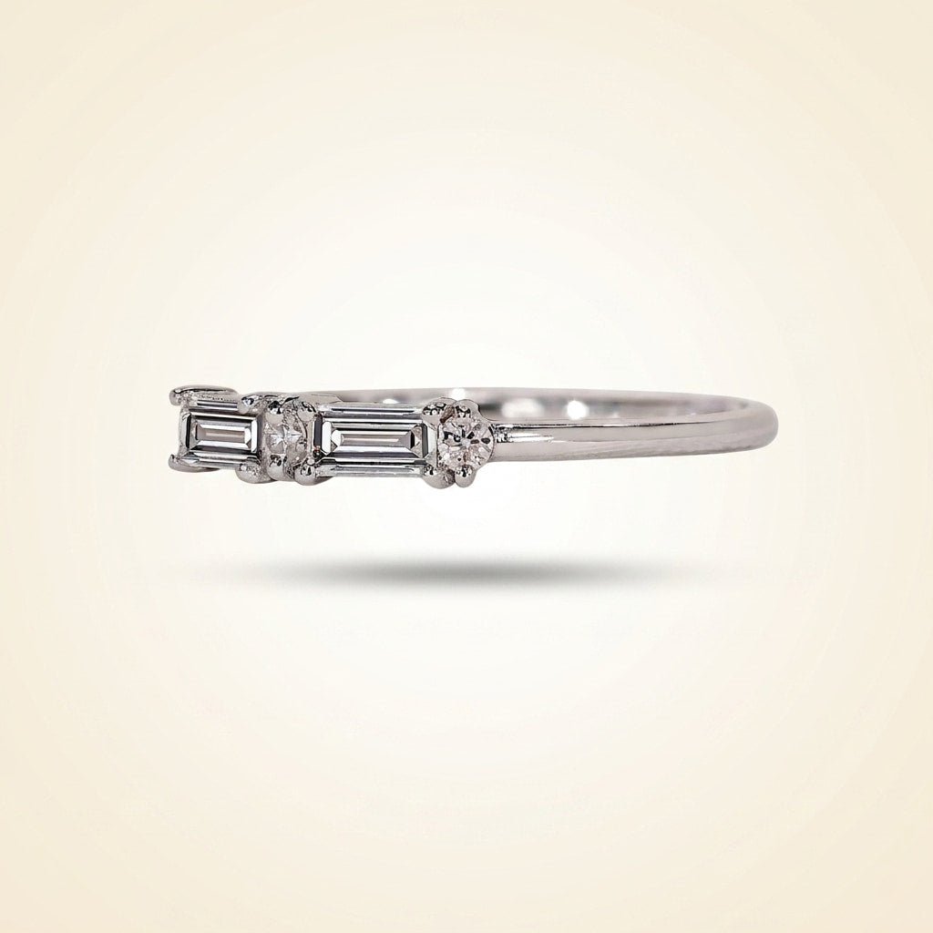 morse code baguette & round diamond band