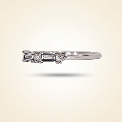 Morse Code Baguette & Round Diamond Band