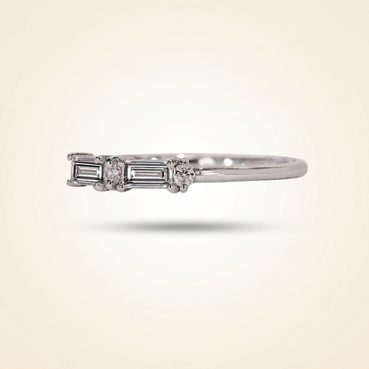 Morse Code Baguette & Round Diamond Band