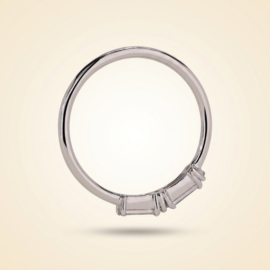 morse code baguette & round diamond band