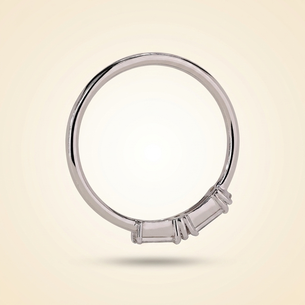 morse code baguette & round diamond band