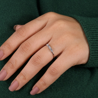 Morse Code Baguette & Round Diamond Band
