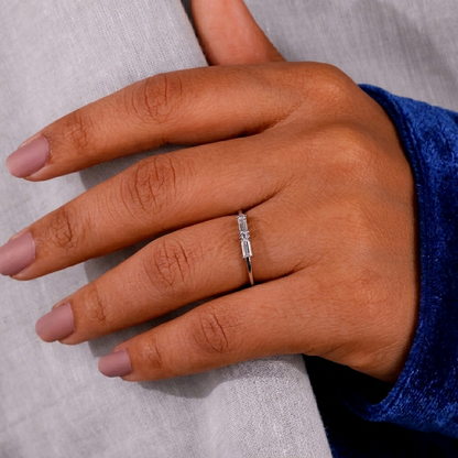 Morse Code Baguette & Round Diamond Band