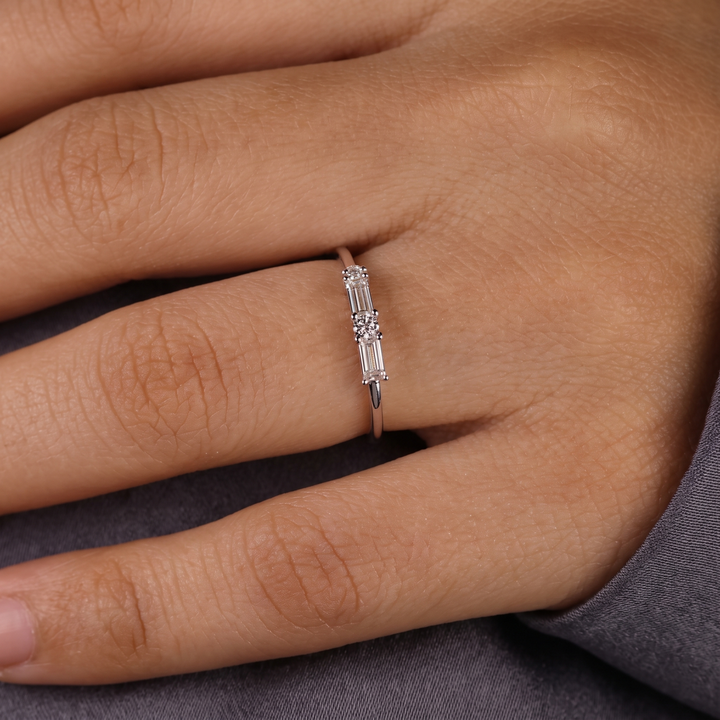 Morse Code Baguette & Round Diamond Band