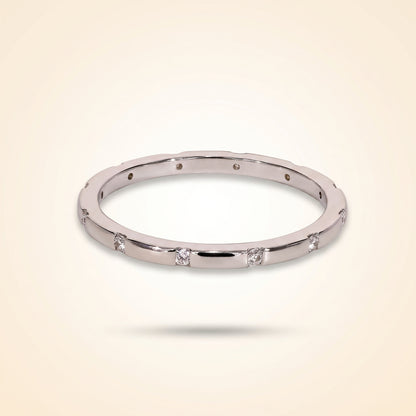 Distant Pavé Round Diamond Wedding Band