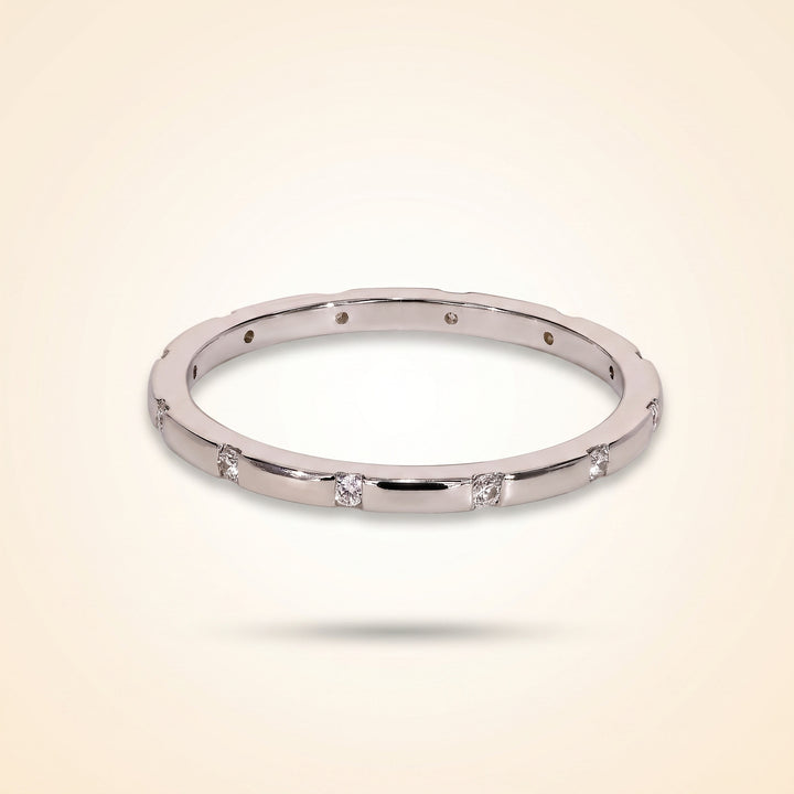 Distant Pavé Round Diamond Wedding Band